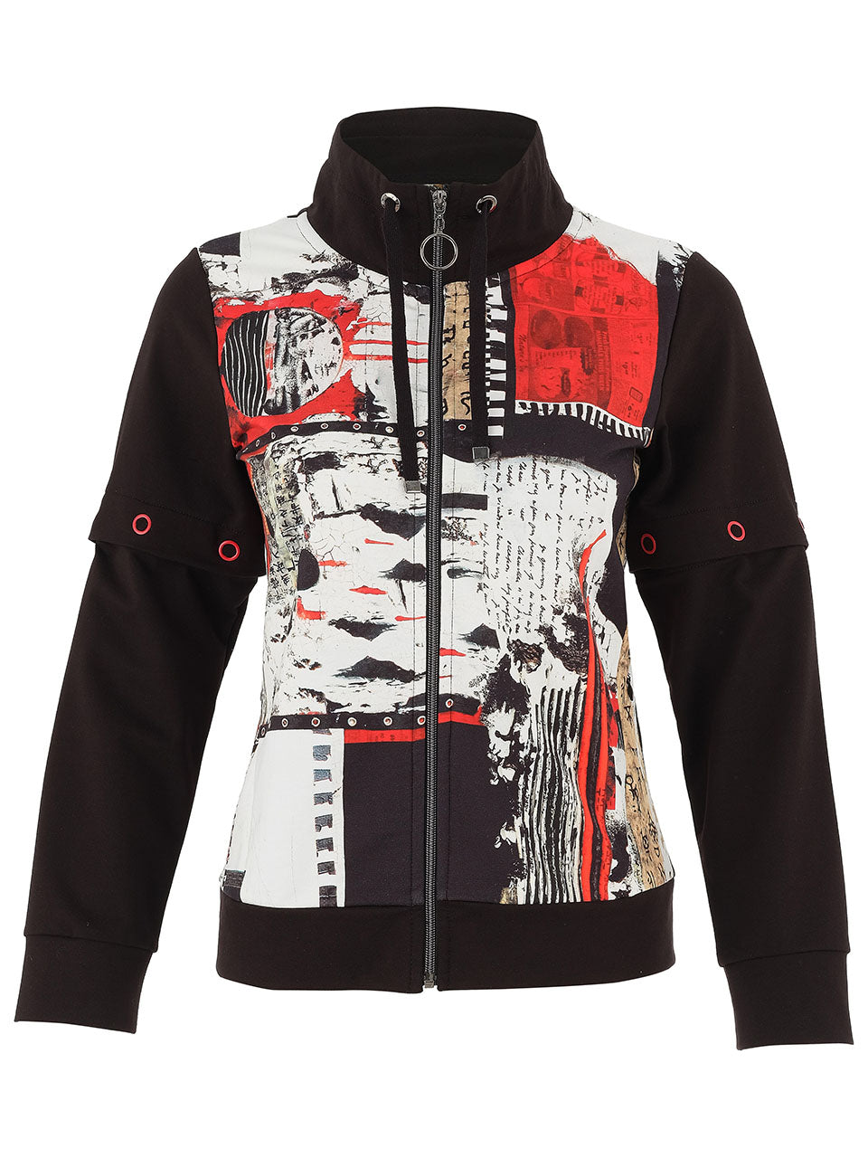 Black Print Zip Jacket - 75645