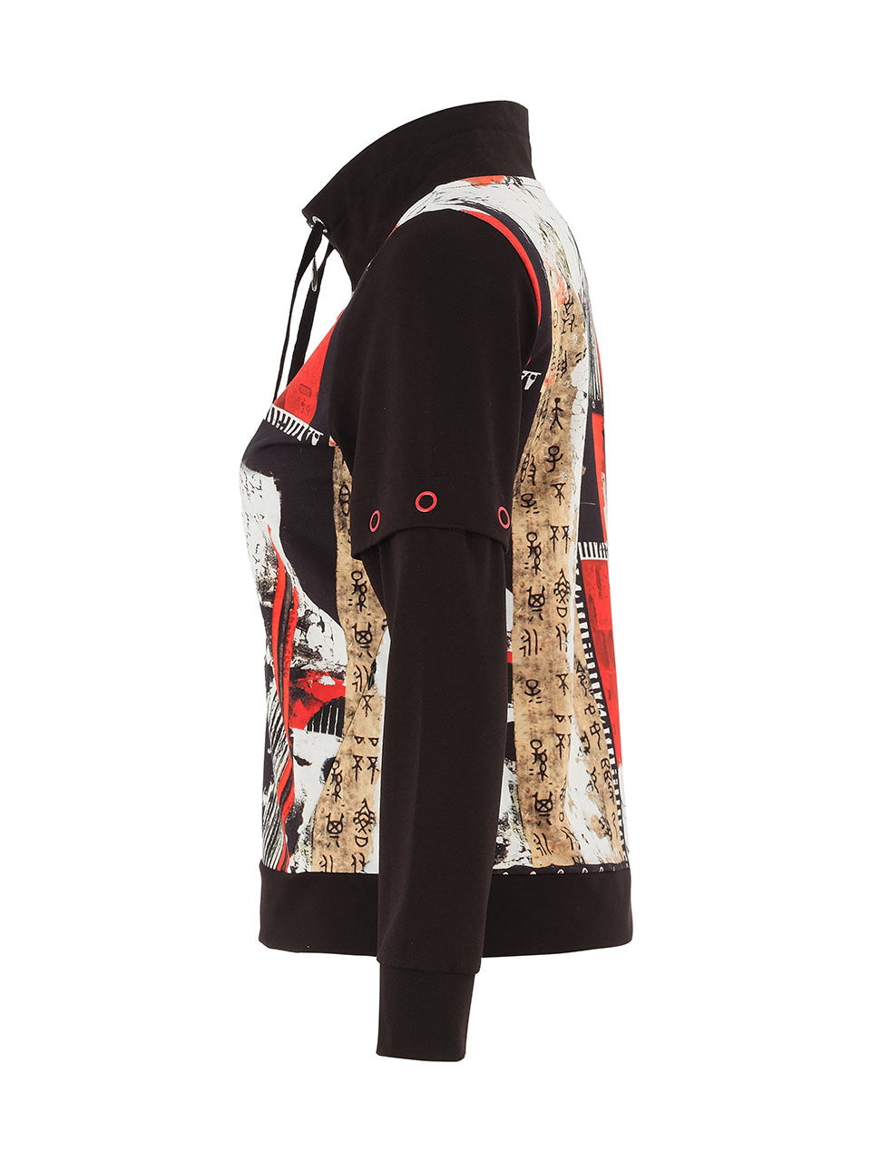 Black Print Zip Jacket - 75645