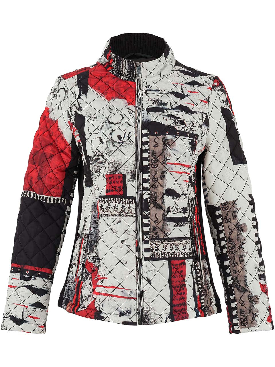 Black Multi Print Quilt Jacket - 75831