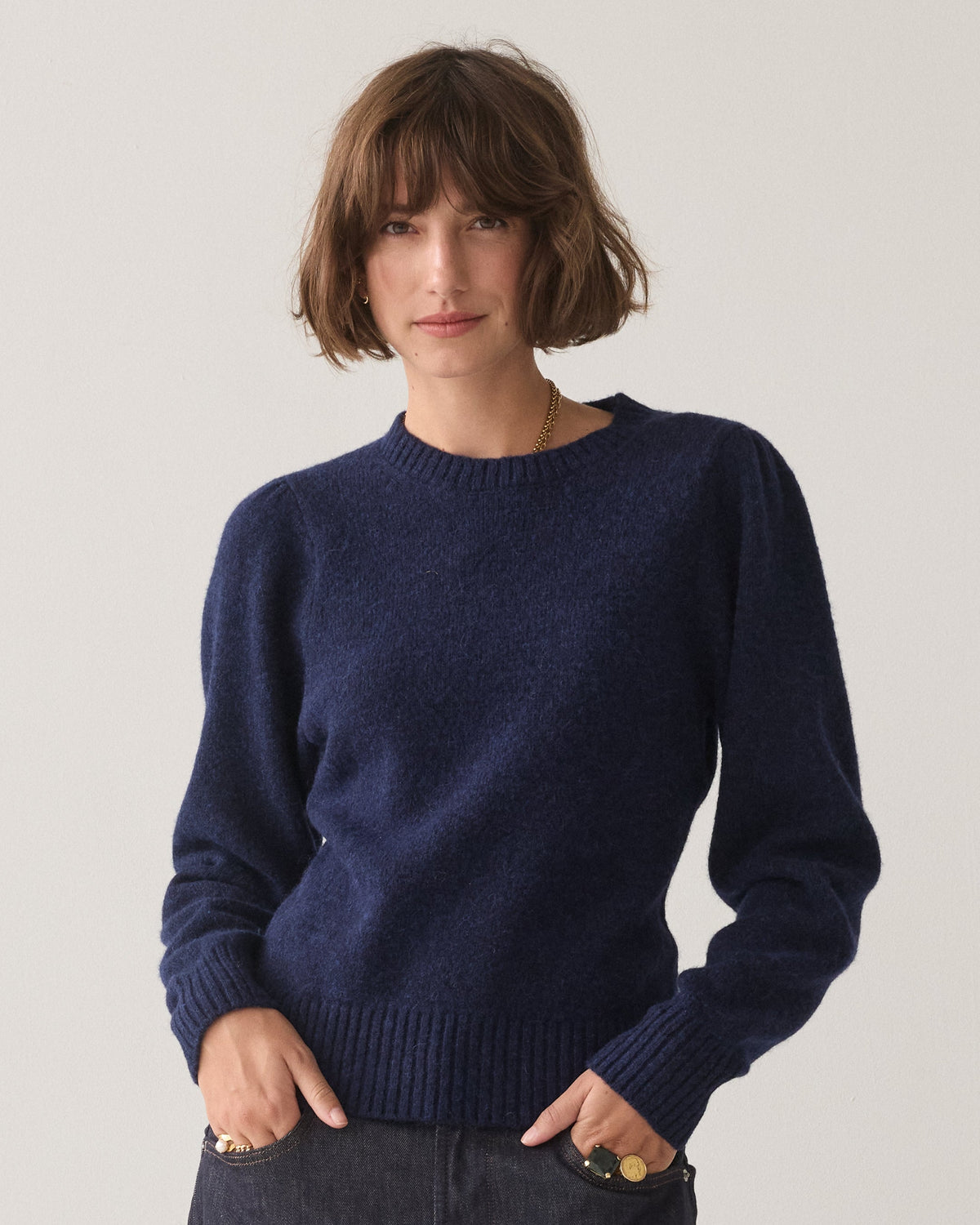 Midnight Blue Puff Sleeve Sweater - 7s8034