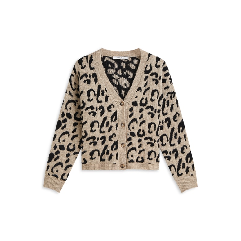 Light Taupe Leopard Cardigan - 7s8036