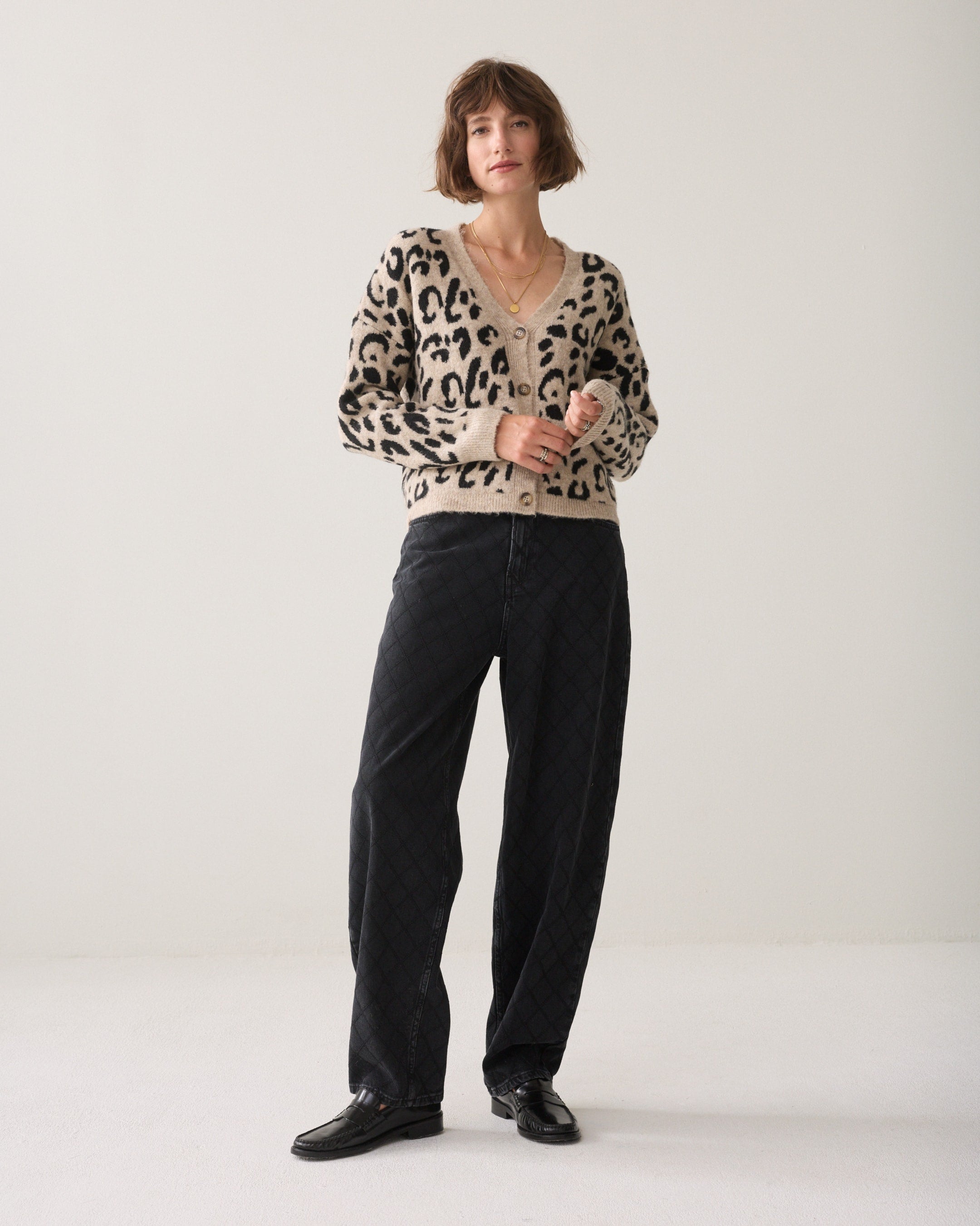 Light Taupe Leopard Cardigan - 7s8036