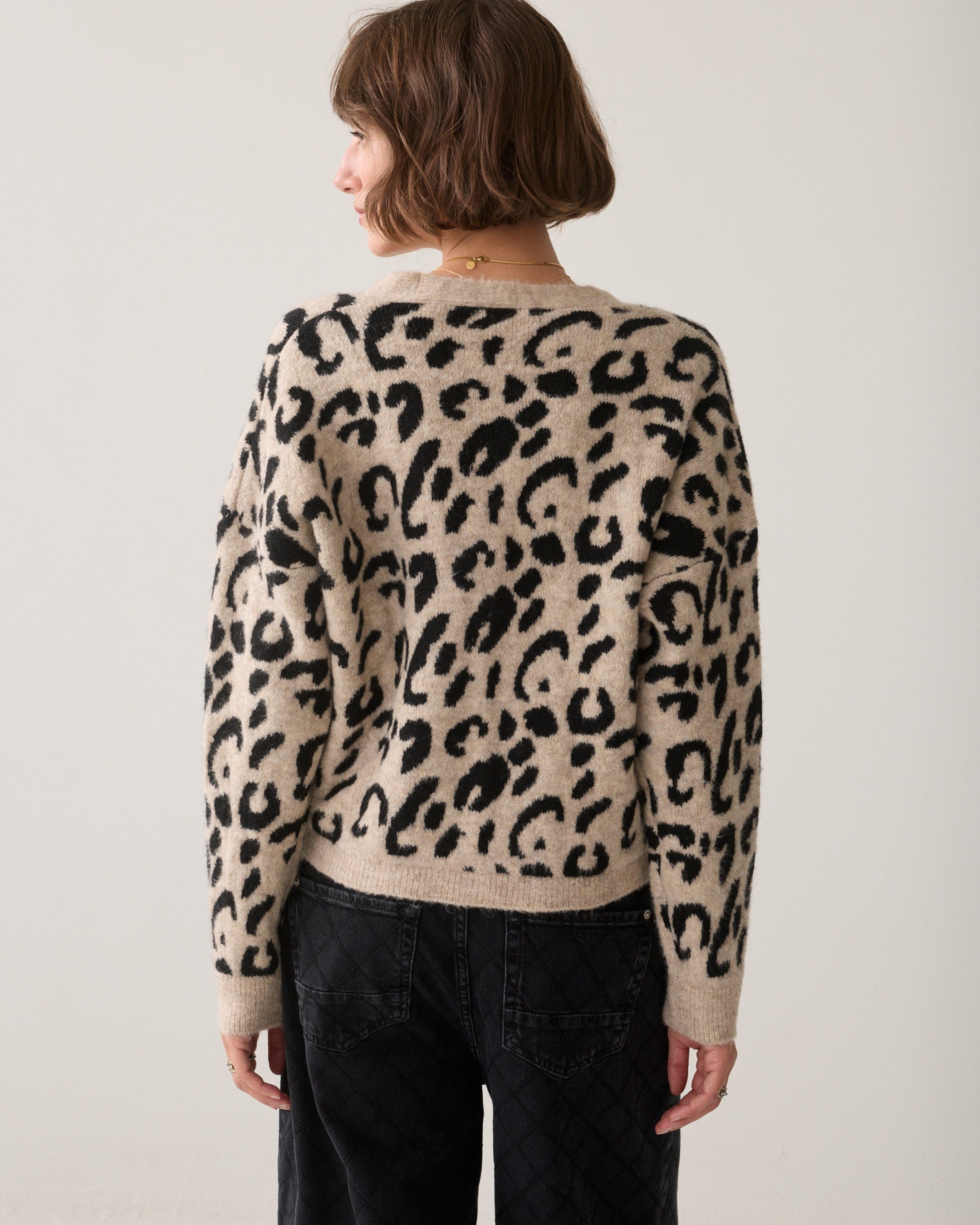 Light Taupe Leopard Cardigan - 7s8036