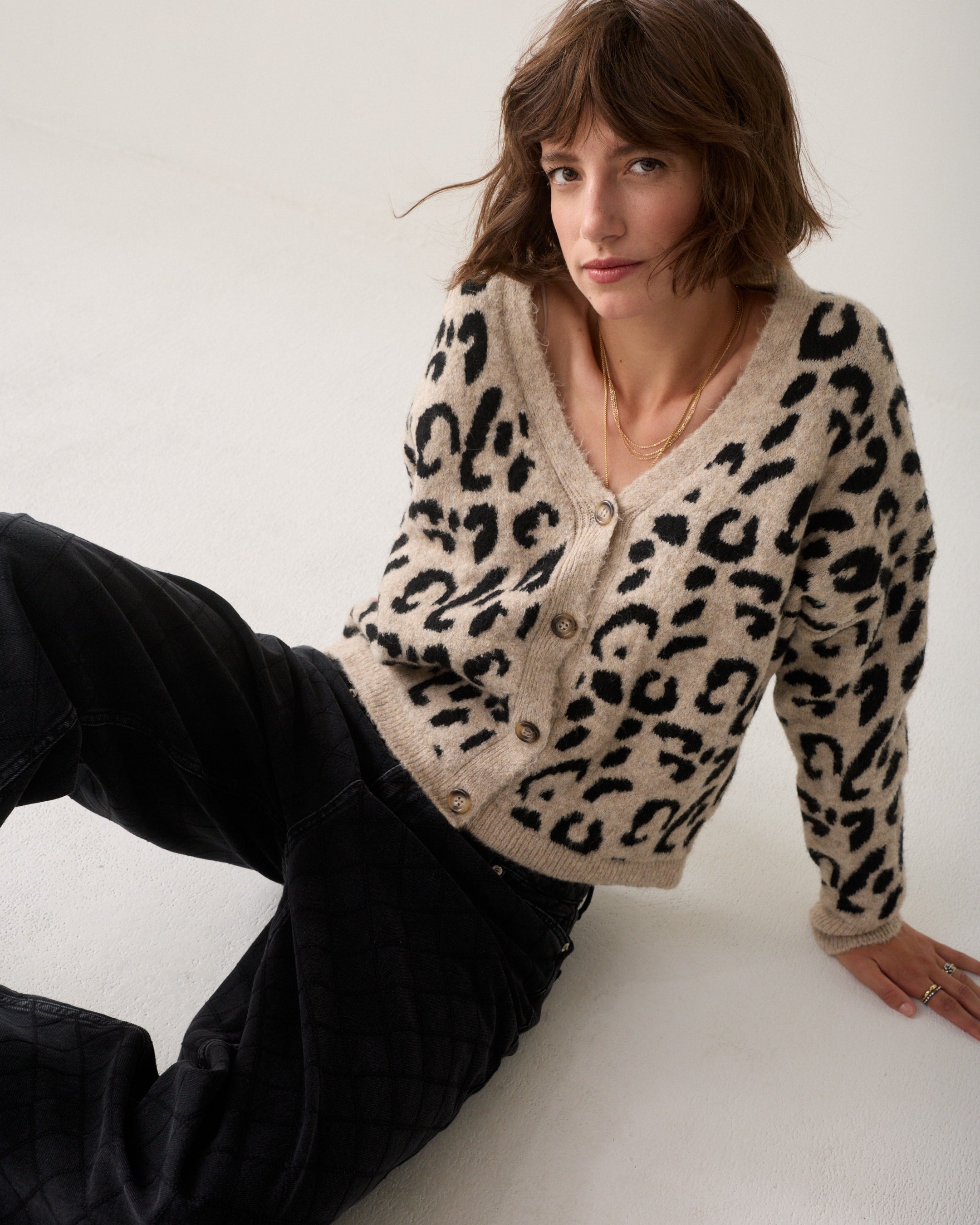 Light Taupe Leopard Cardigan - 7s8036