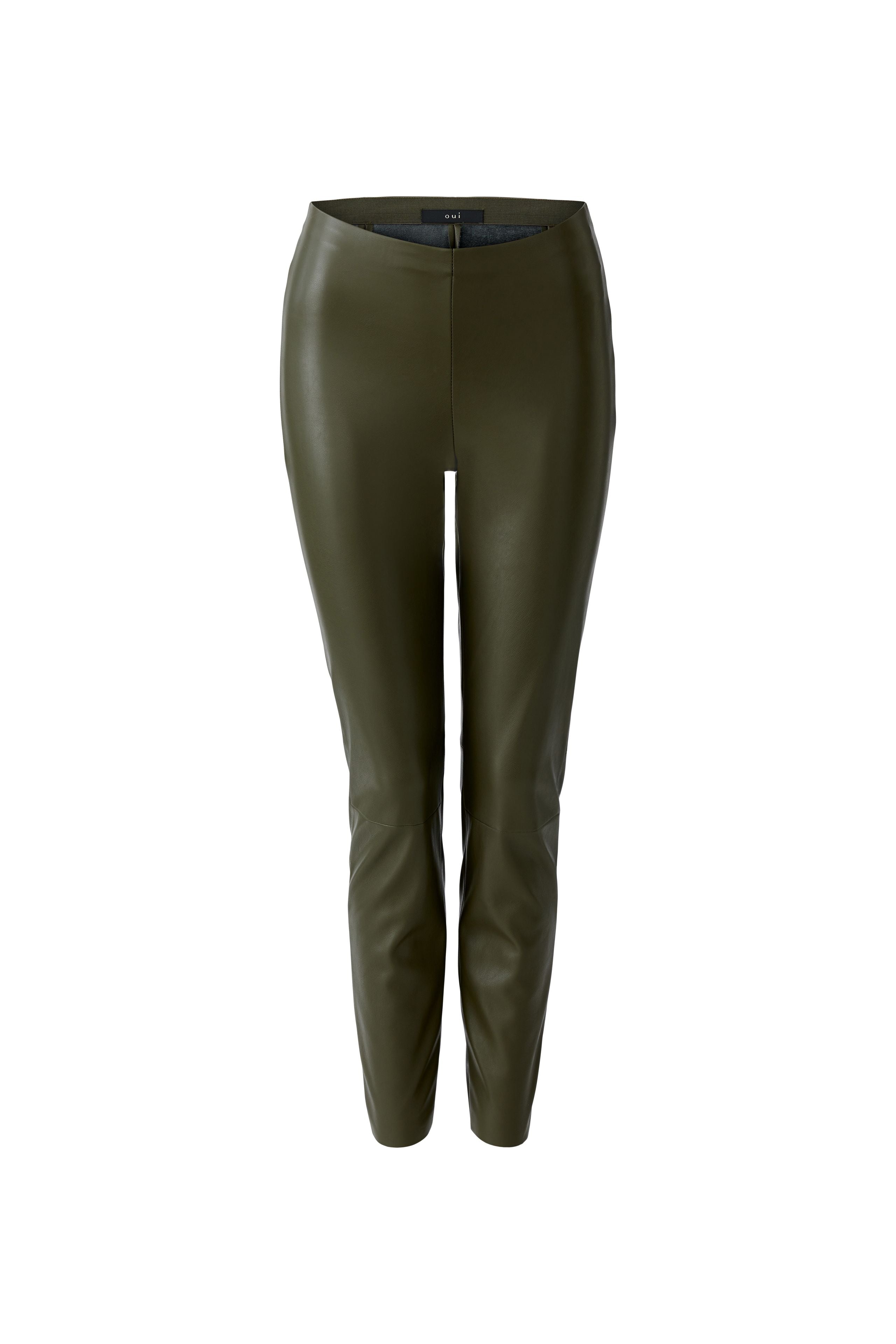 Khaki Faux Leather Leggings - 80039