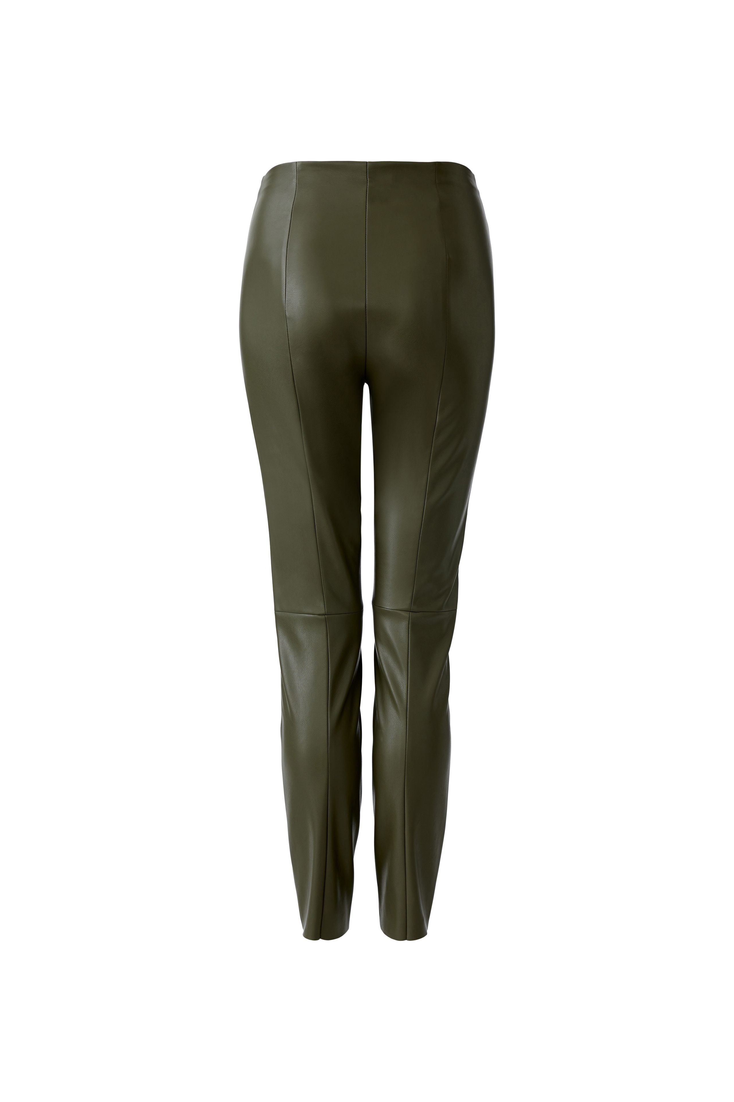 Khaki Faux Leather Leggings - 80039