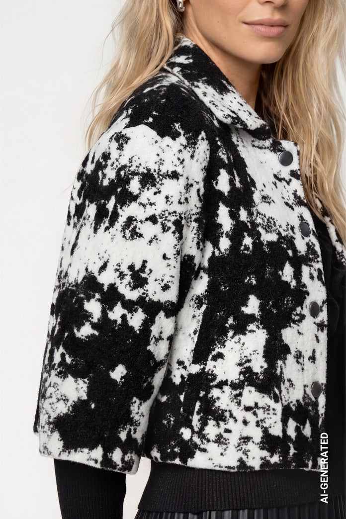 Black Print Jacquard Jacket - 809934
