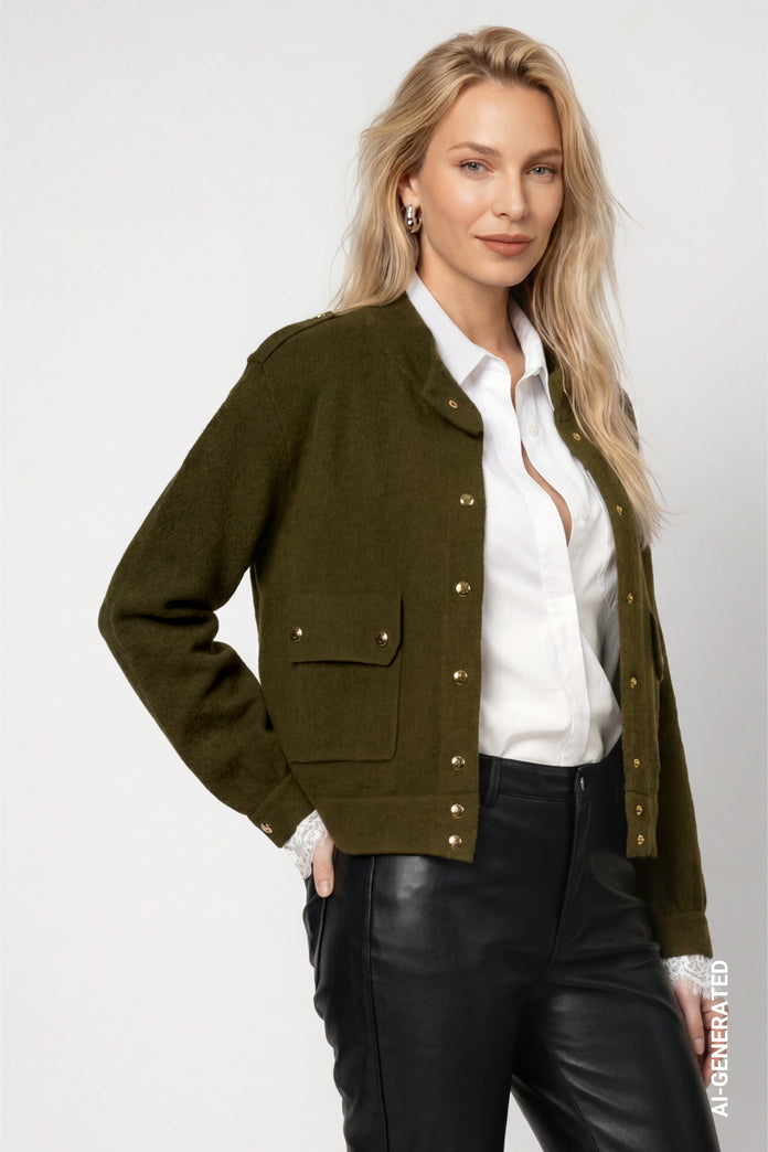 Olive Cardigan Jacket - 809935
