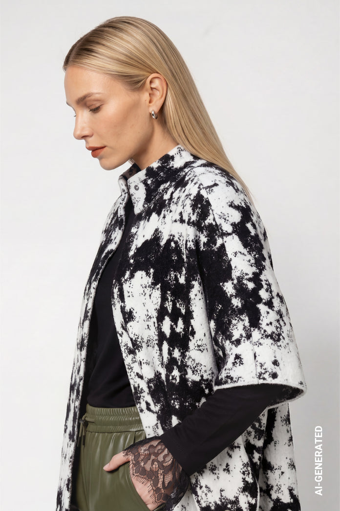 Black Print Jacquard Cardigan - 809938