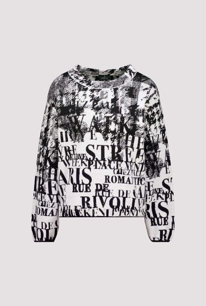 Black Jacquard Letters Pullover - 809945