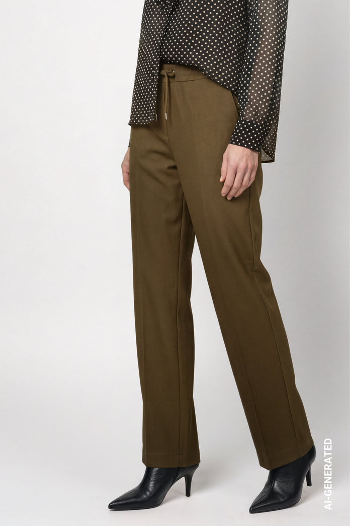 Olive Drawstring Trousers - 810037