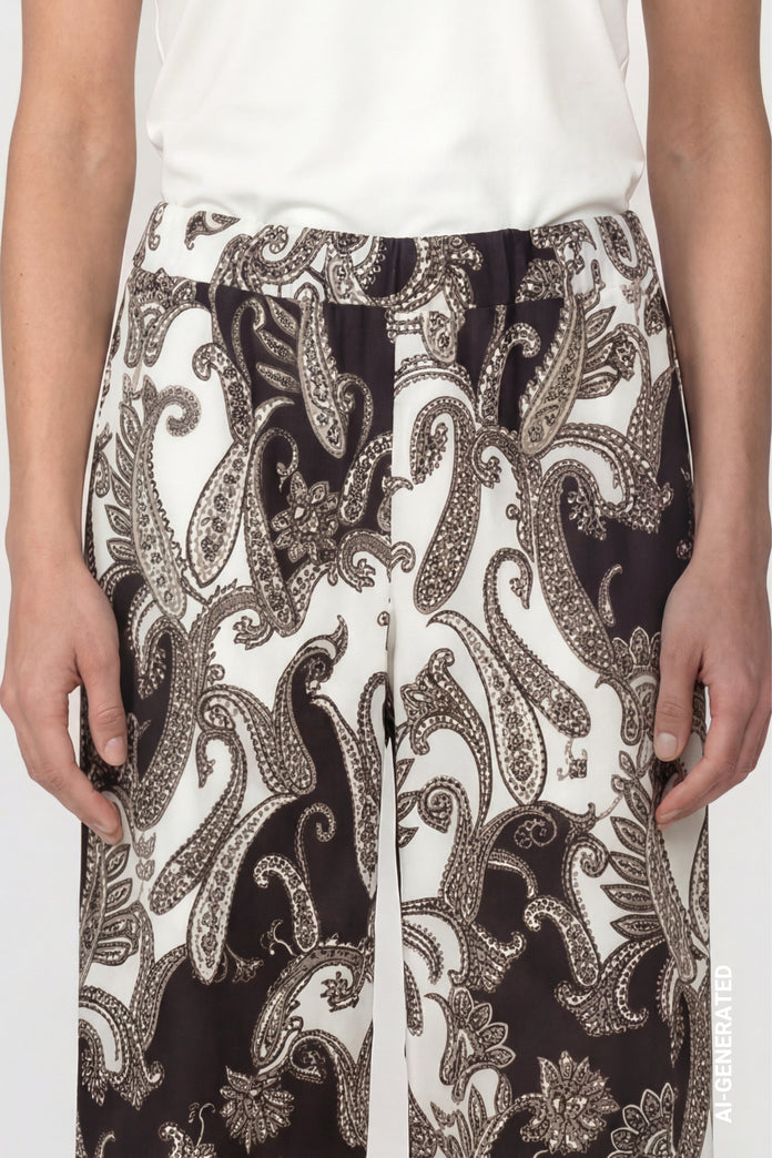 Black Paisley Print Trousers - 810118