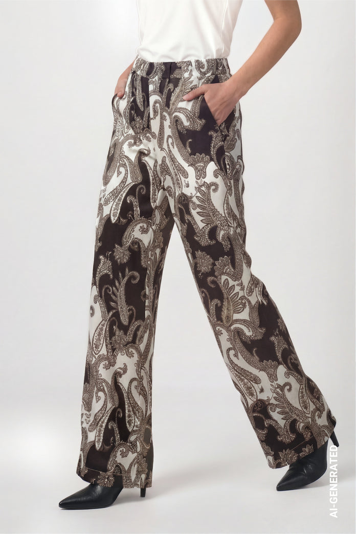 Black Paisley Print Trousers - 810118