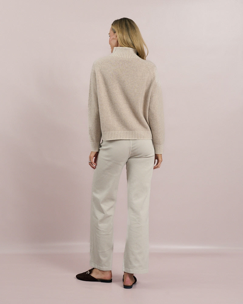 Beige Wool Stitch Detail Sweater - 8281