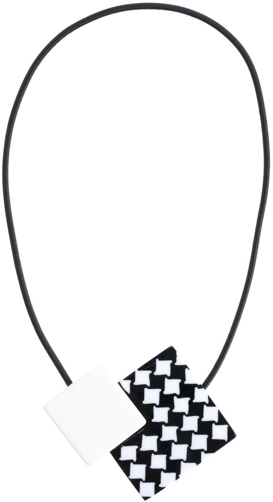 November White & Black Square Necklace