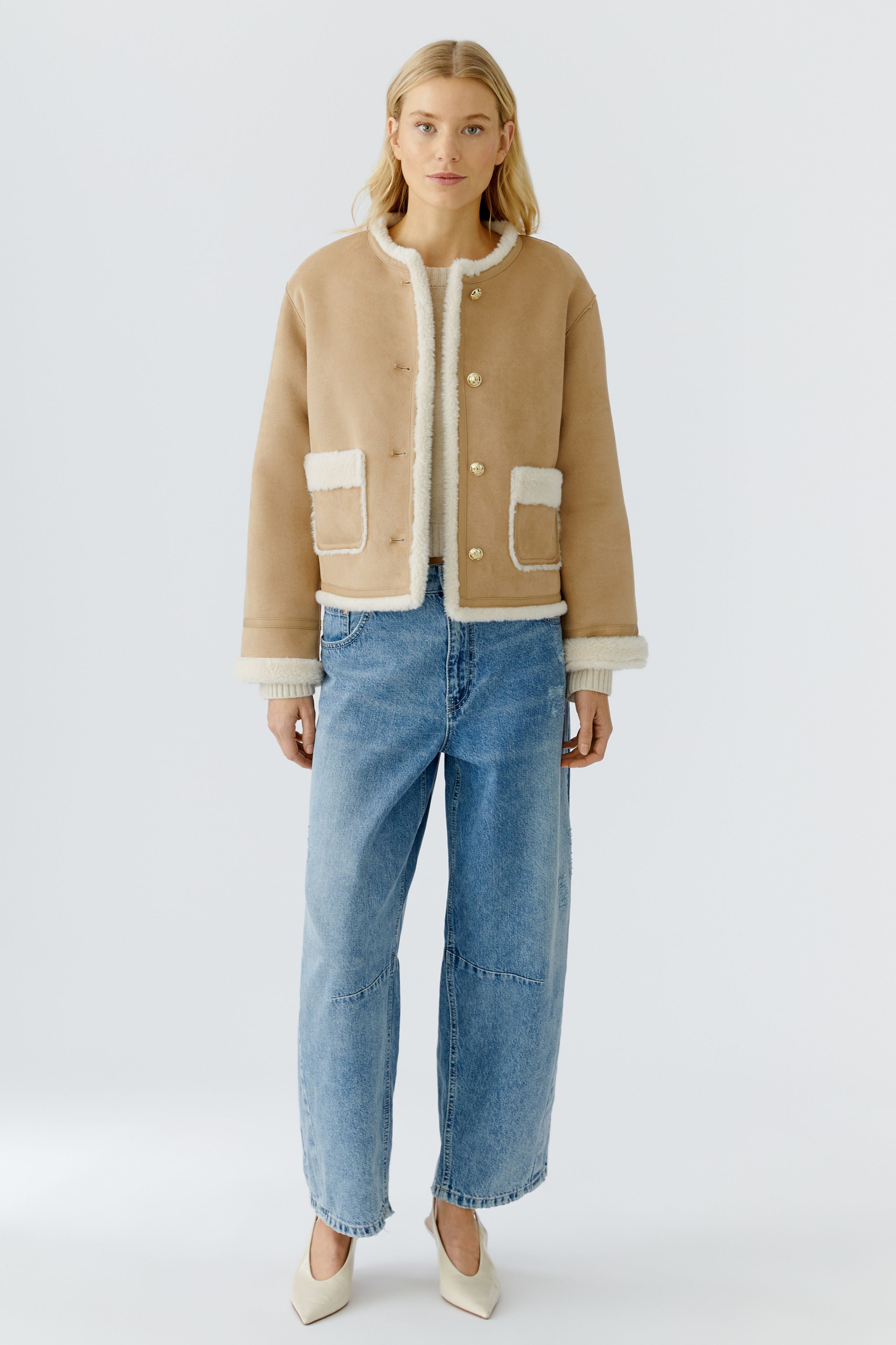 Camel Shearling Jacket - 85749