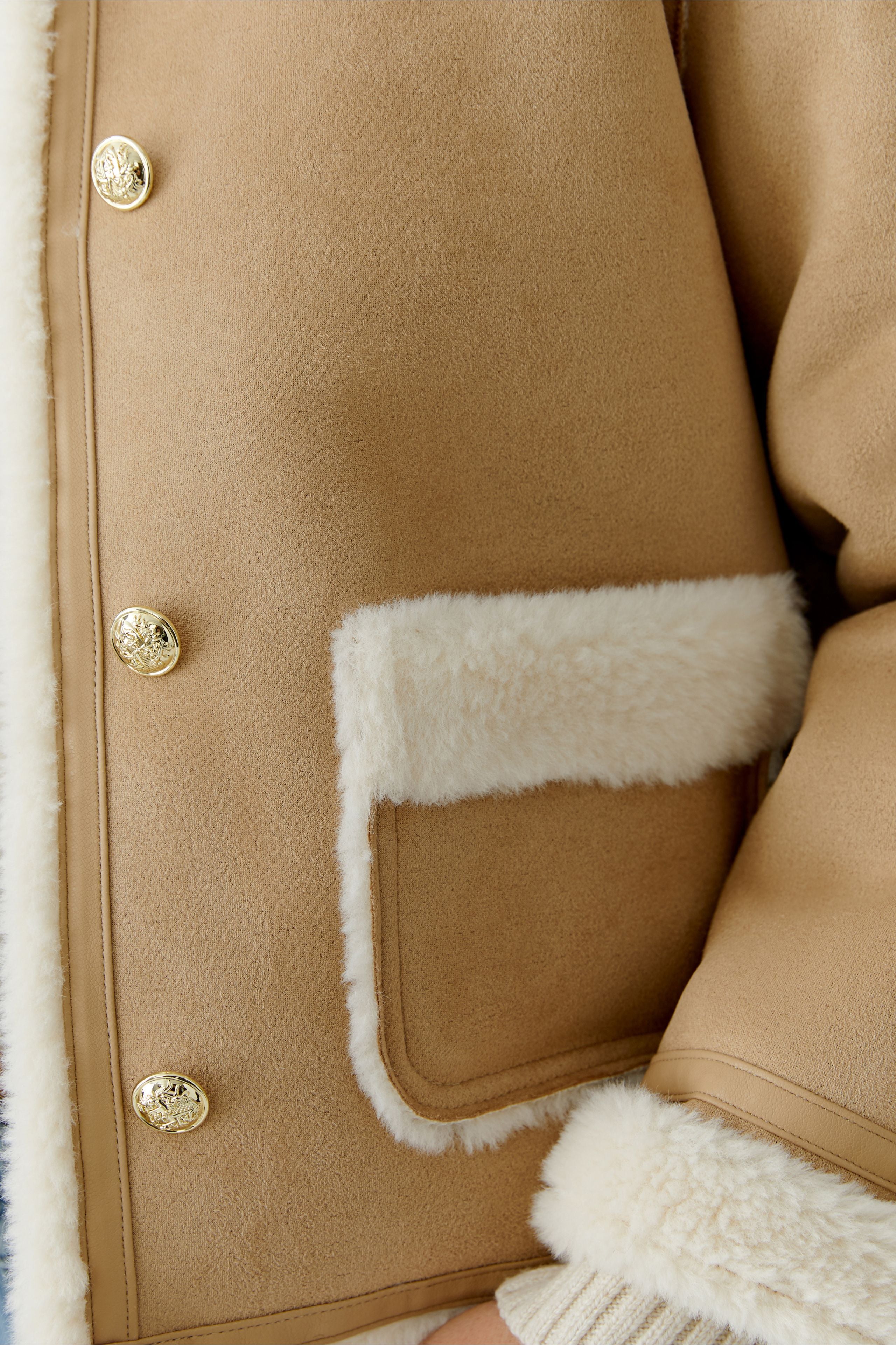 Camel Shearling Jacket - 85749