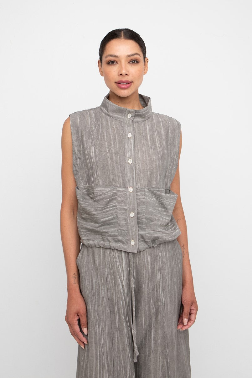 Shop Ozai n Ku Taupe Sleeveless Shirt - 860924 | Vanity Fair
