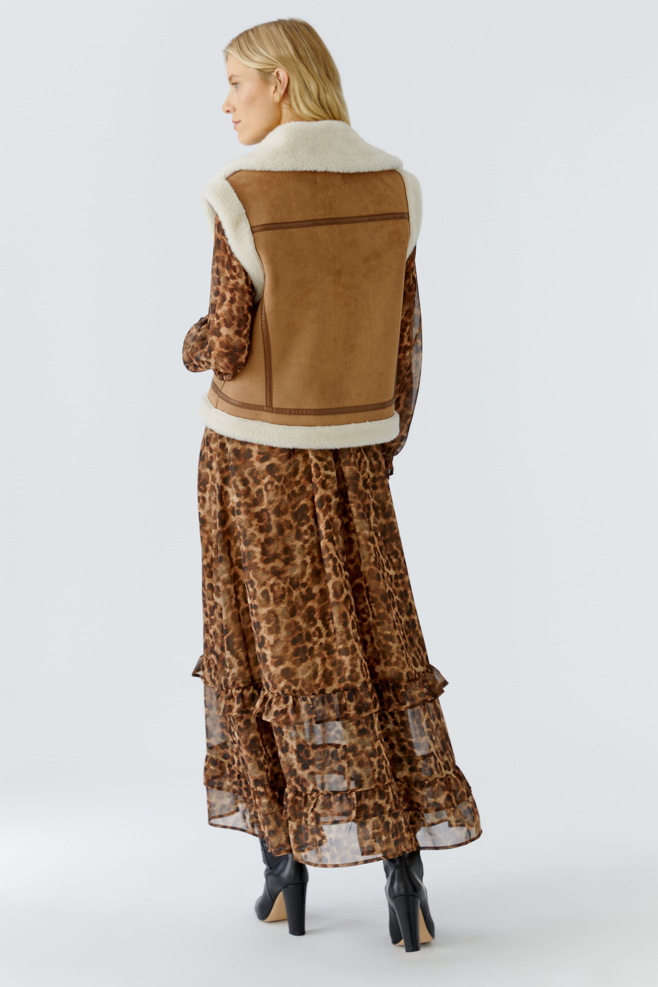 Dark Camel Shearling Gilet - 86158
