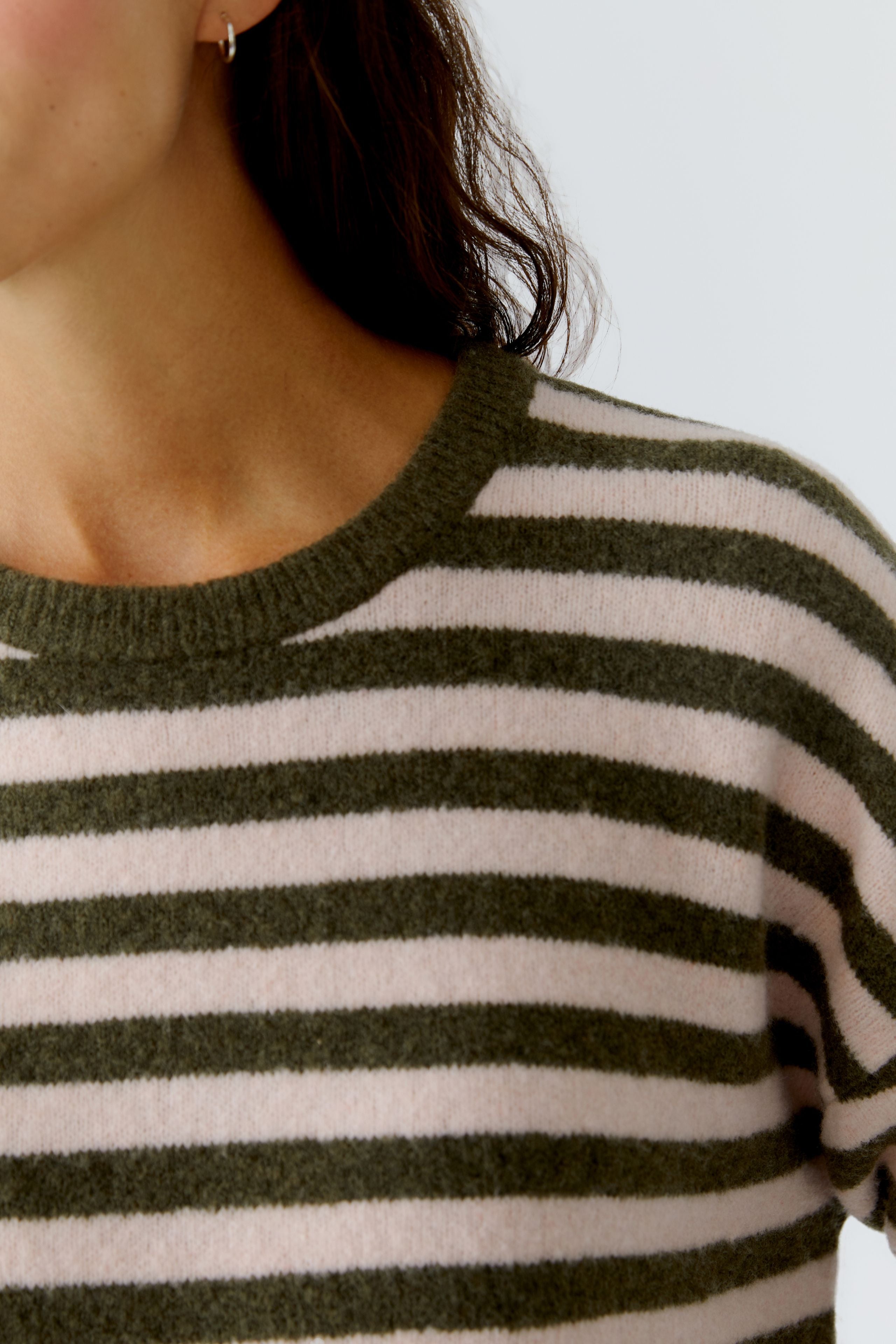 Rose & Khaki Stripe Sweater - 92275