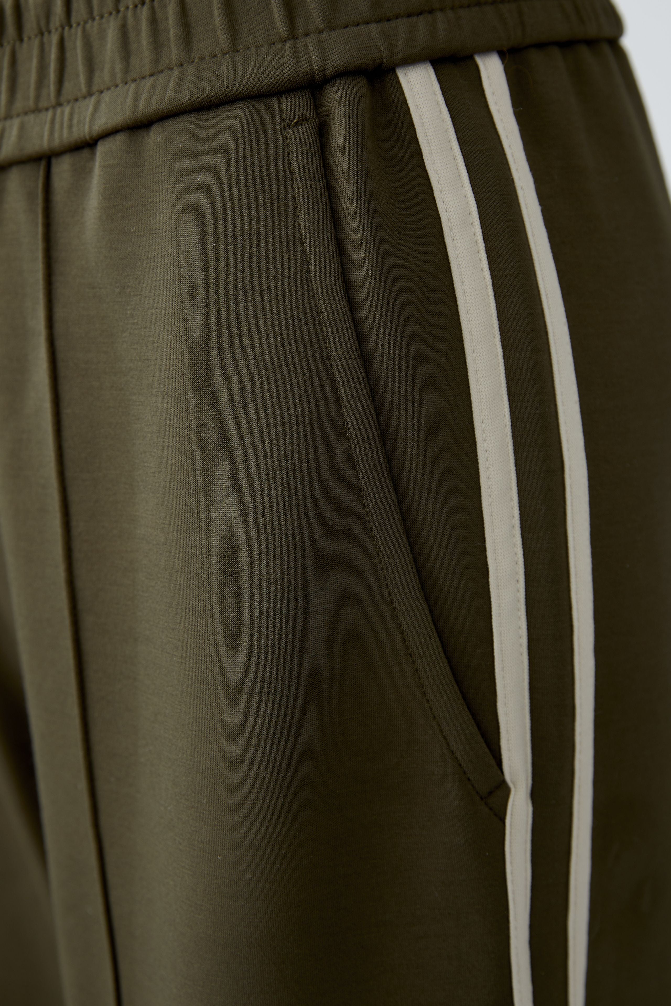 Khaki Off White Stripe Trousers - 94118