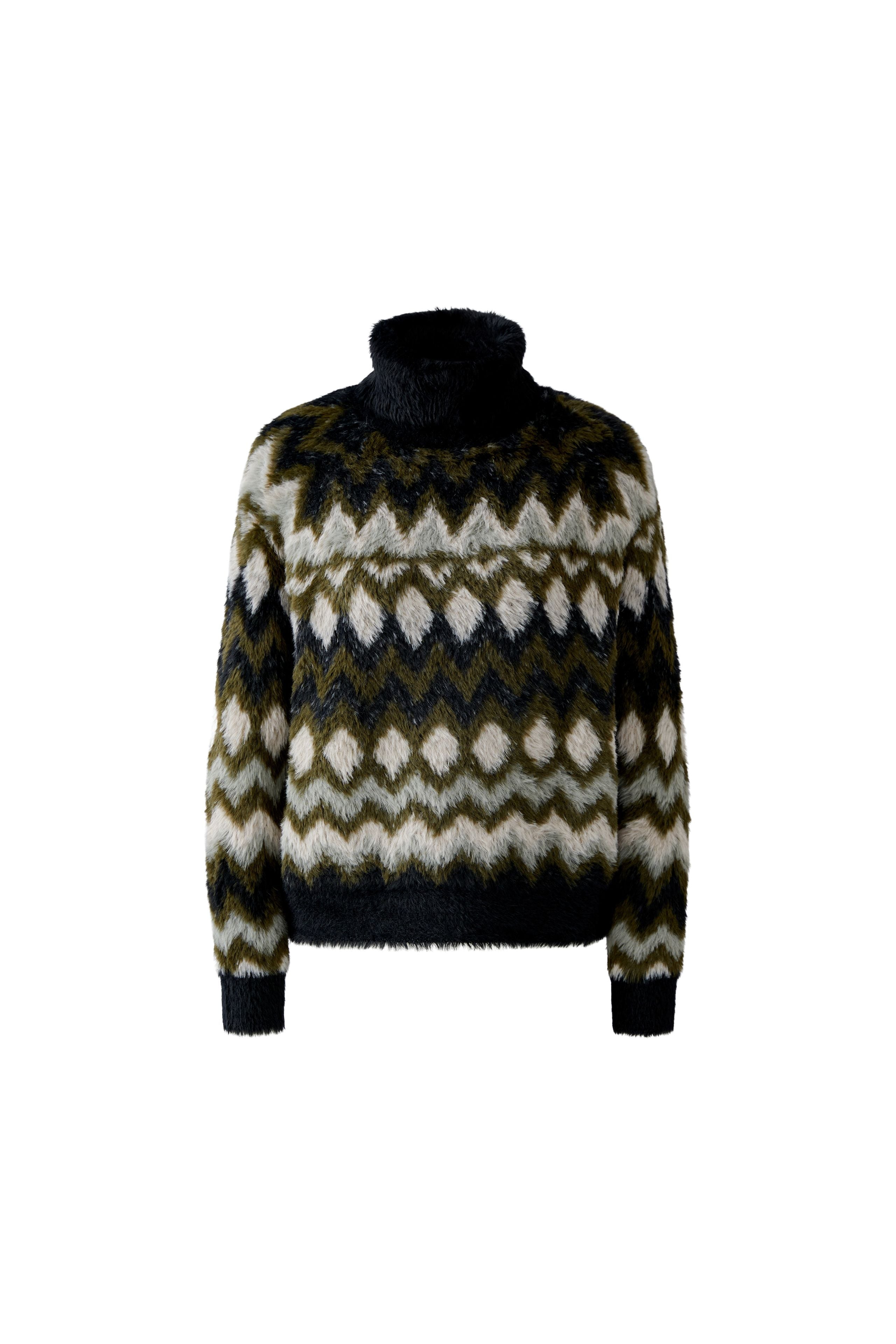 Khaki Pattern Roll Neck Jumper - 95041
