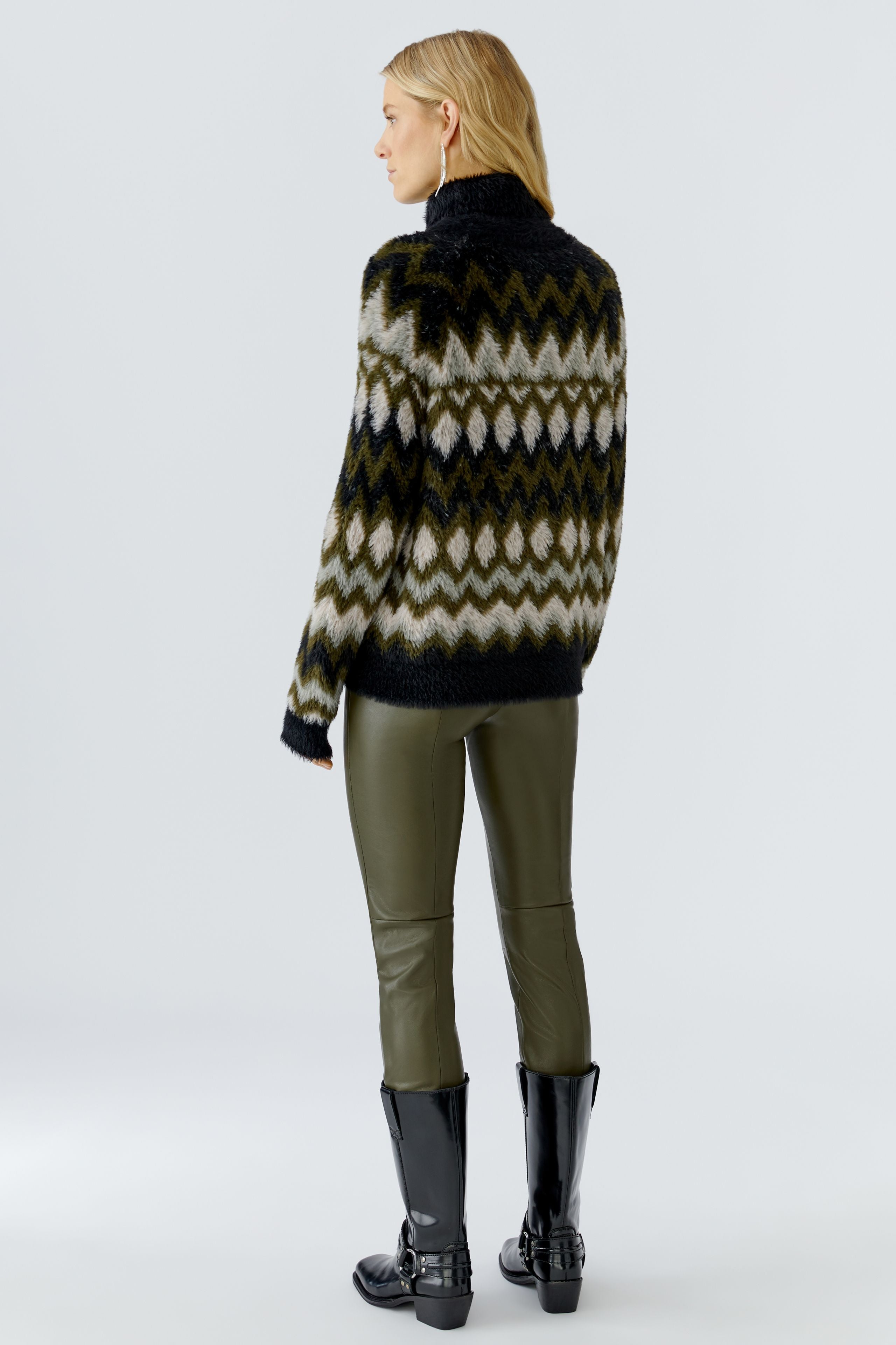 Khaki Pattern Roll Neck Jumper - 95041