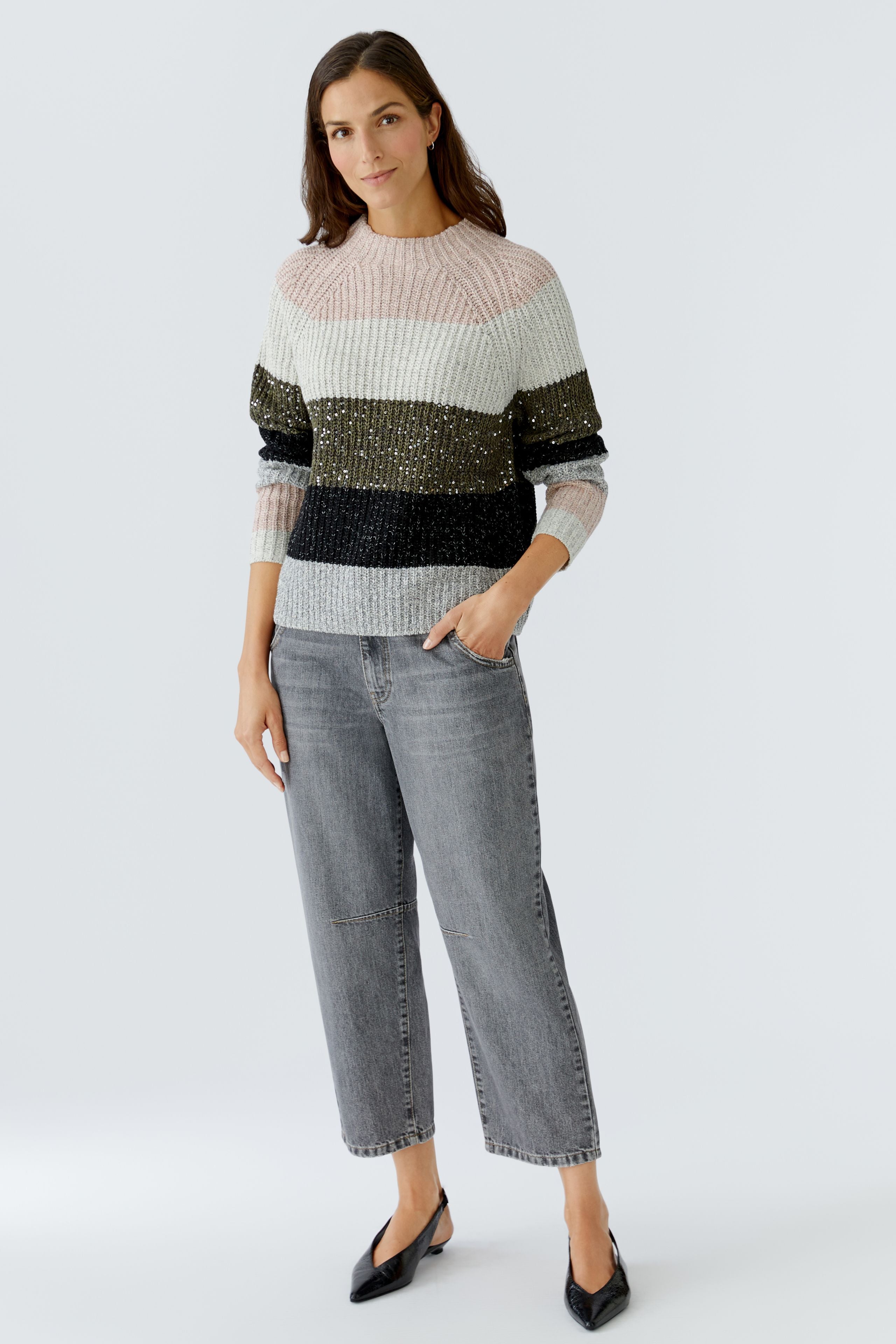 Khaki Rose Block Stripe Sweater - 95088