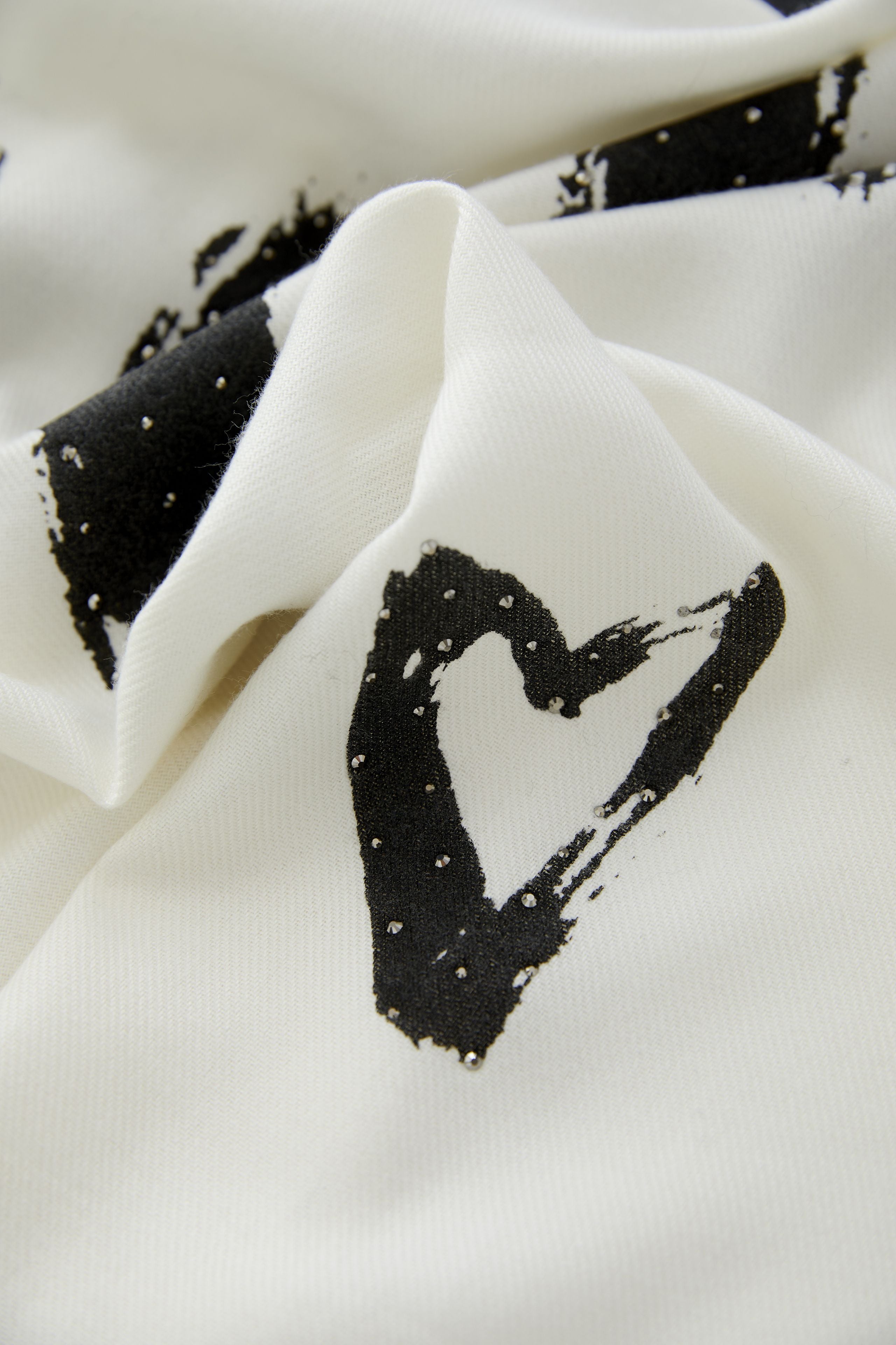 Off White & Black Print Scarf - 95136