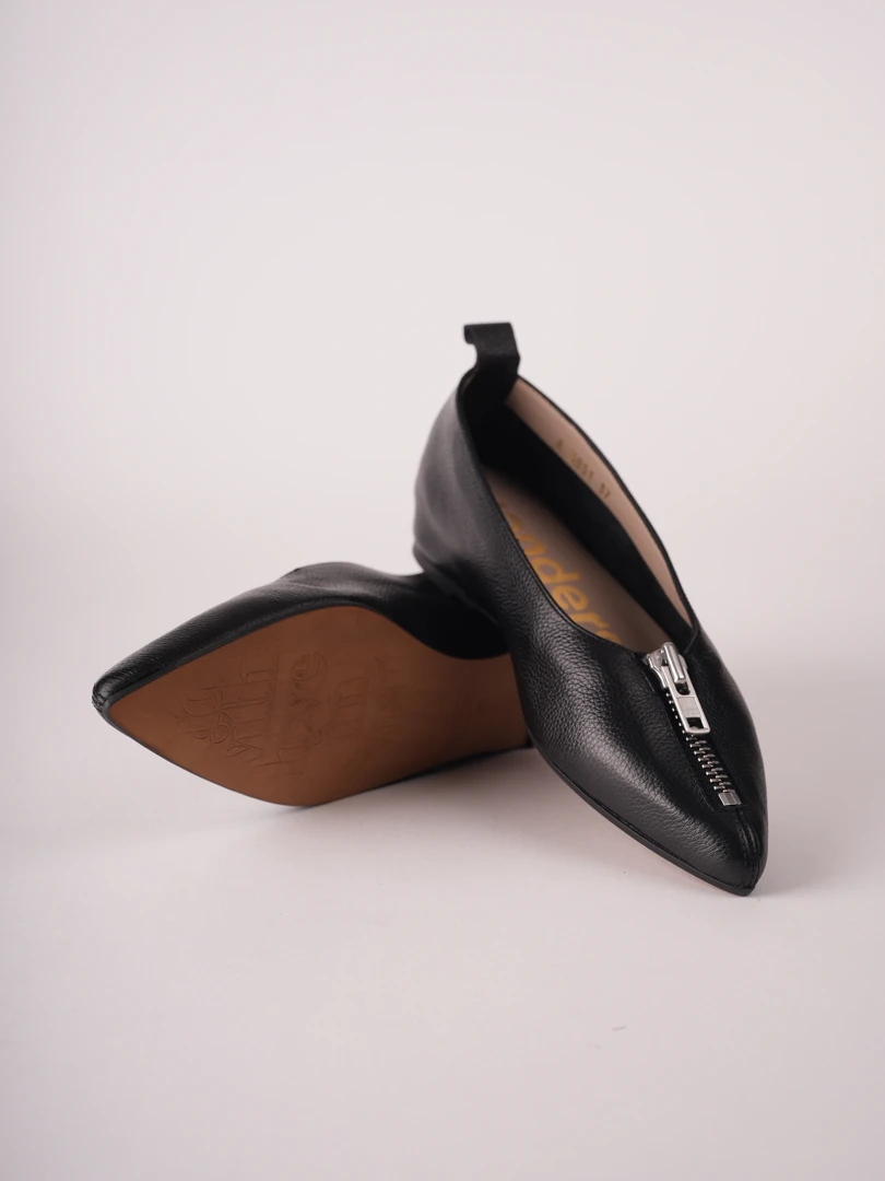Wild Black Flat Zip Shoes - A-3851