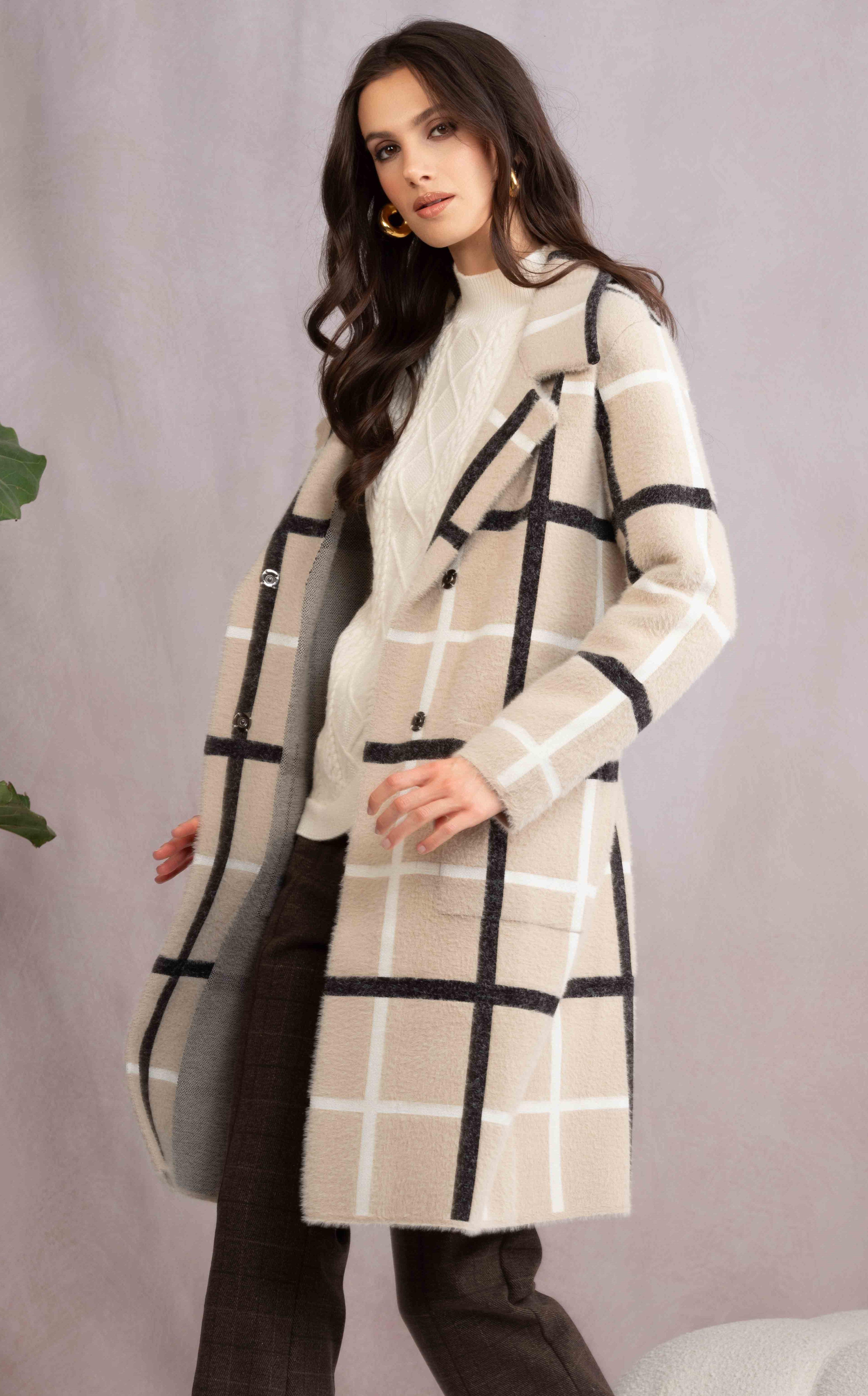 Camel & Black Cardigan - A46030