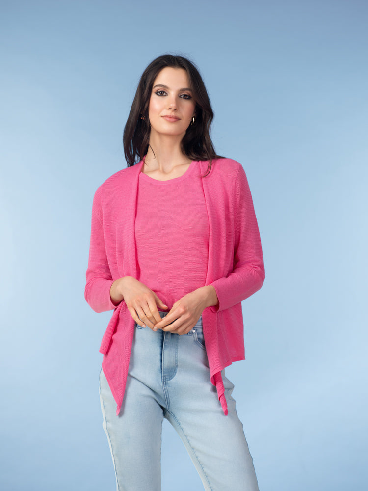 Pink Tie Front Cardigan - A47226