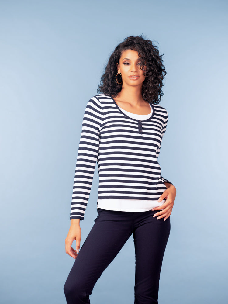 Navy Stripe Long Sleeve Top - A47488