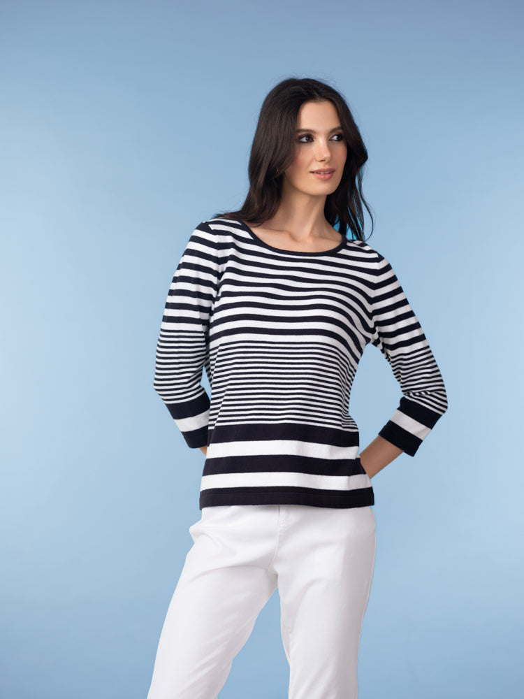 Navy & White Stripe Sweater - A47501