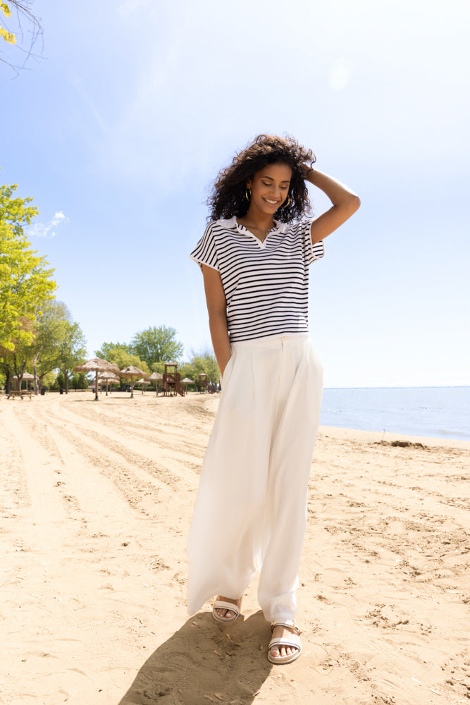 White Wide Leg Trousers - A47260