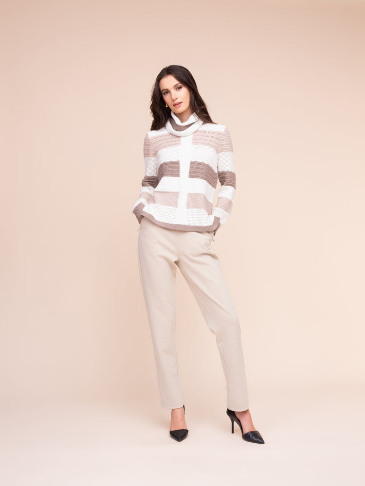 Sand Textured Stripe Pullover - A48007