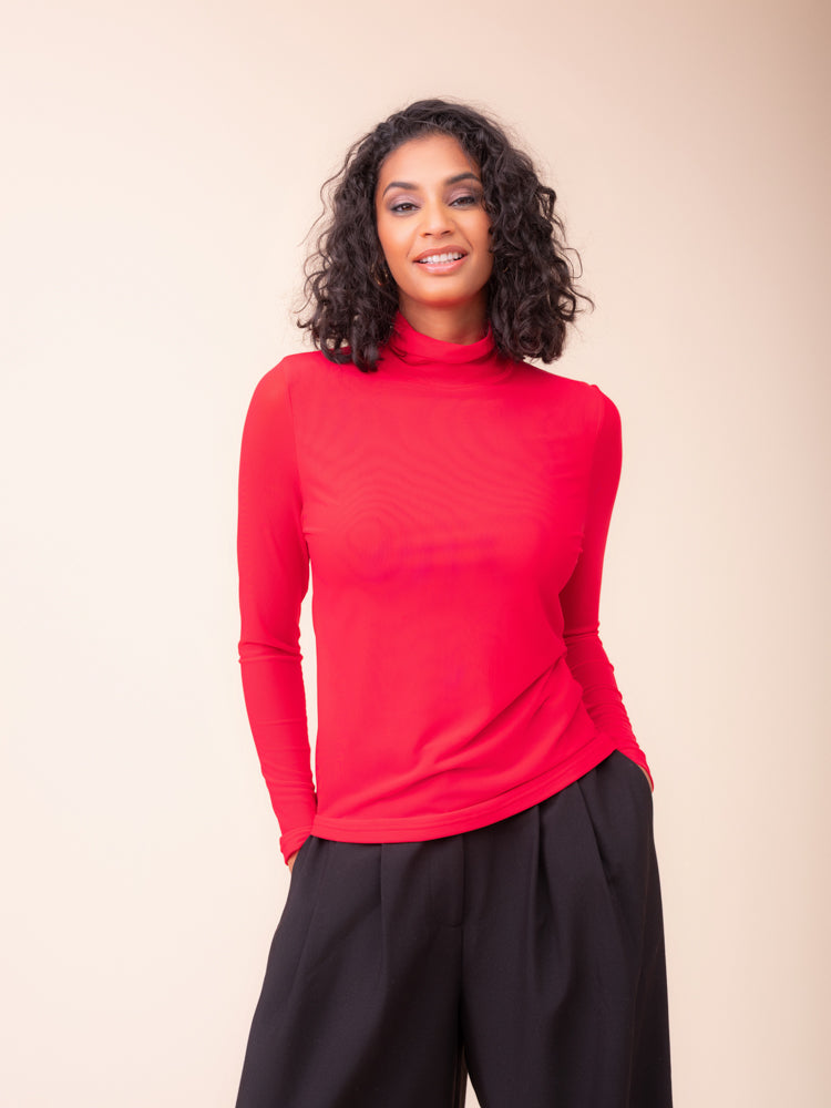 Red Poloneck Top - A48071