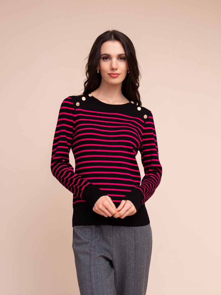 Fuchsia Stripe Sweater - A48155