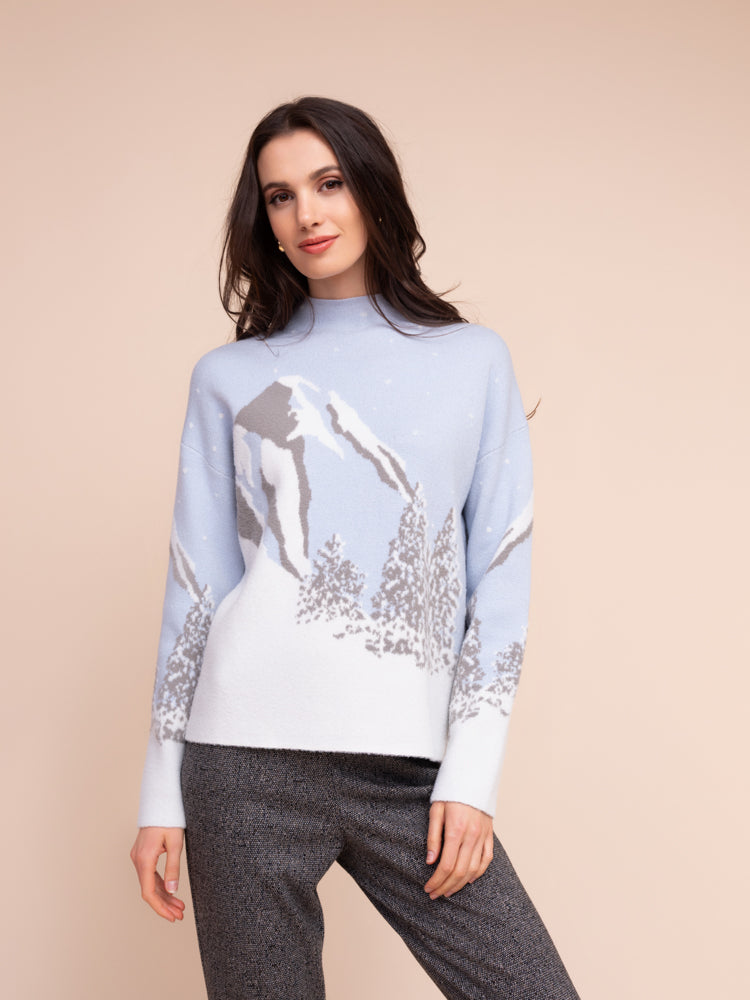 Blue Mountain Scene Sweater - A48302