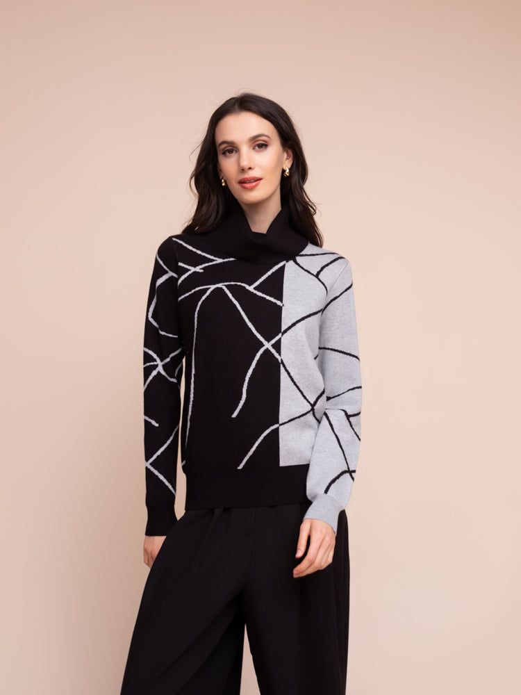Black & Grey Block Design Sweater - A48366