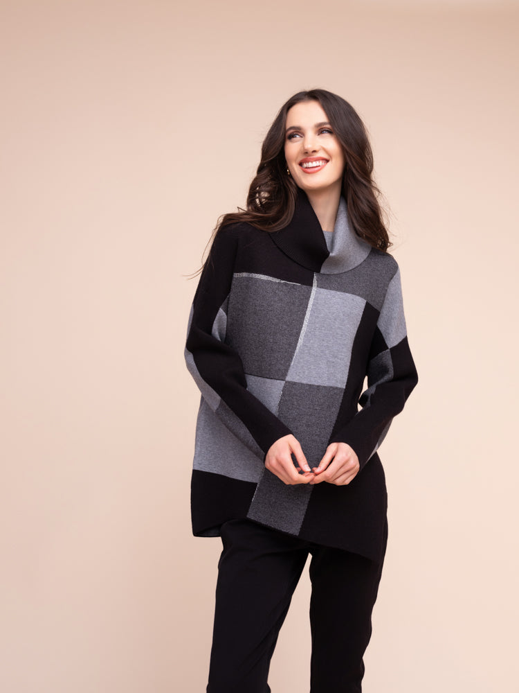 Black & Grey Check Pullover - A48407