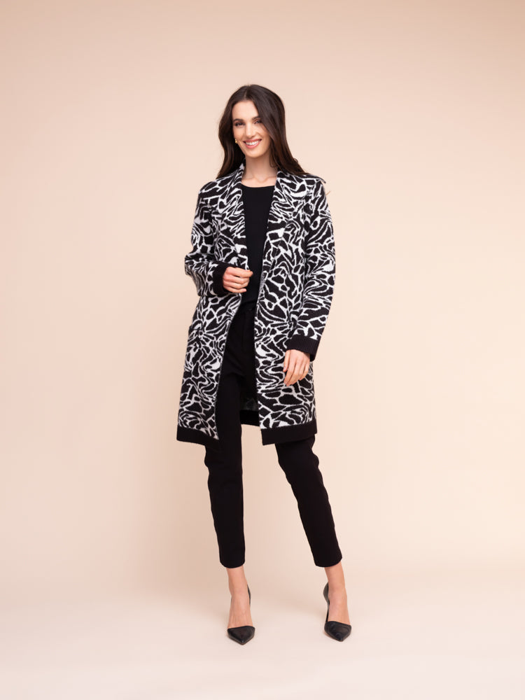 Black & White Cardigan Coat - A48409