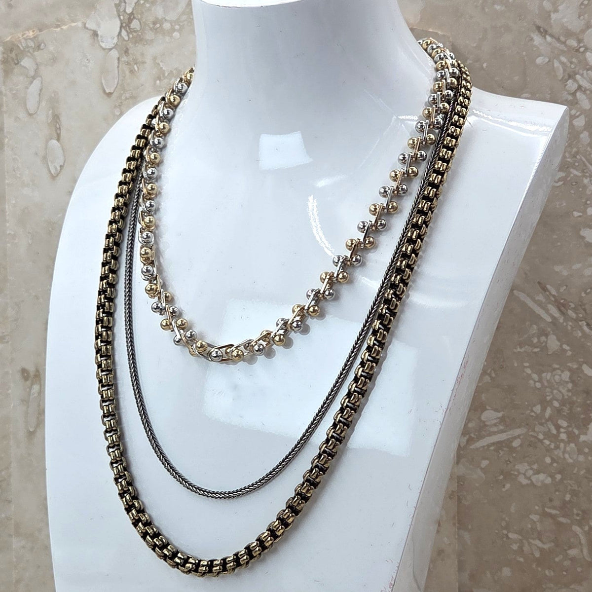 Antique Finish Layer Necklace - AD024N