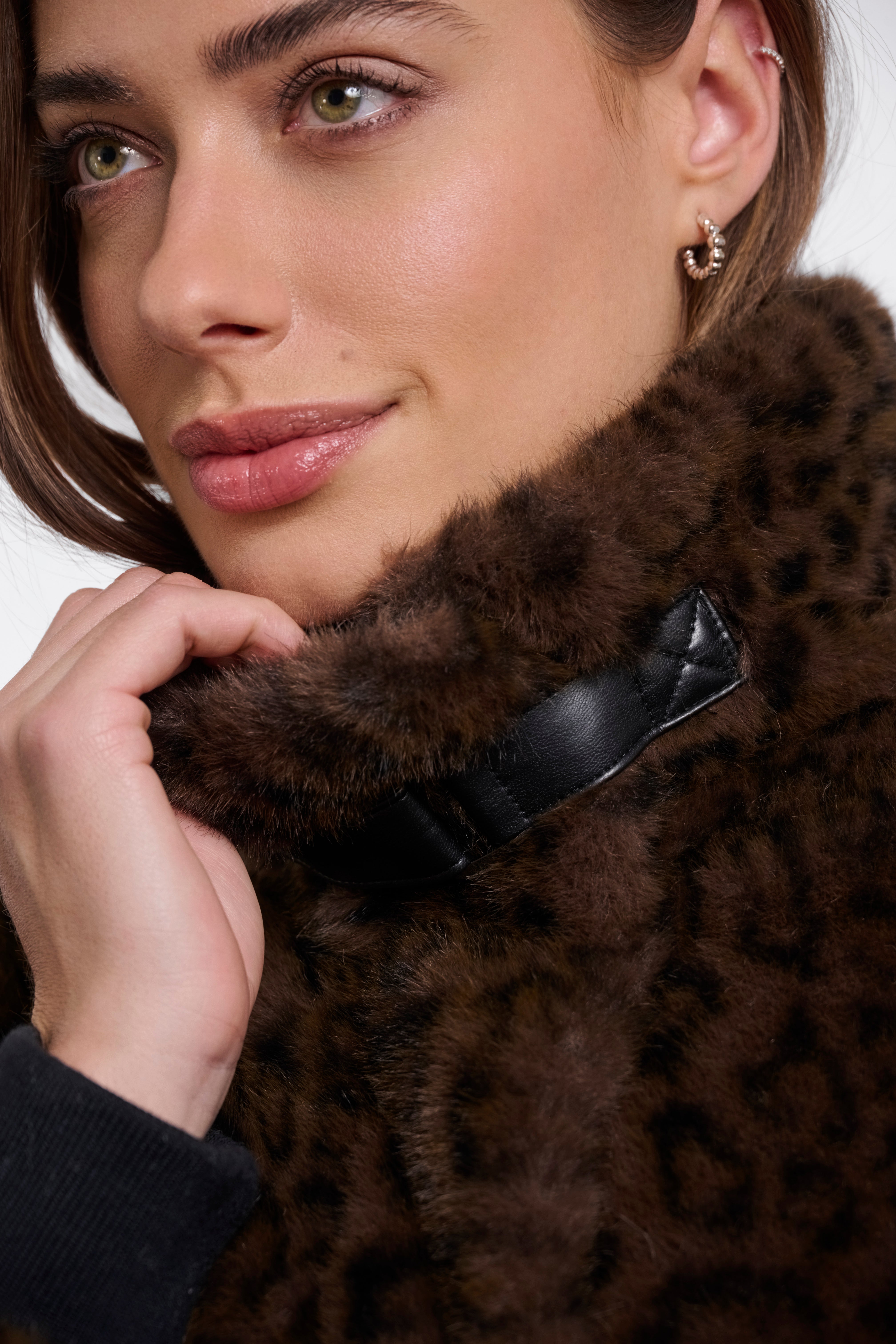 Ambra Brown Leopard Faux Fur Jacket - 7012611
