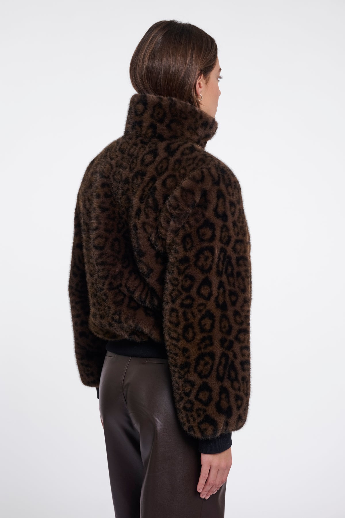 Ambra Brown Leopard Faux Fur Jacket - 7012611