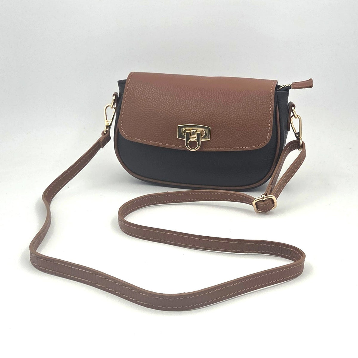Black & Tan Leather Handbag - BAGCZ004