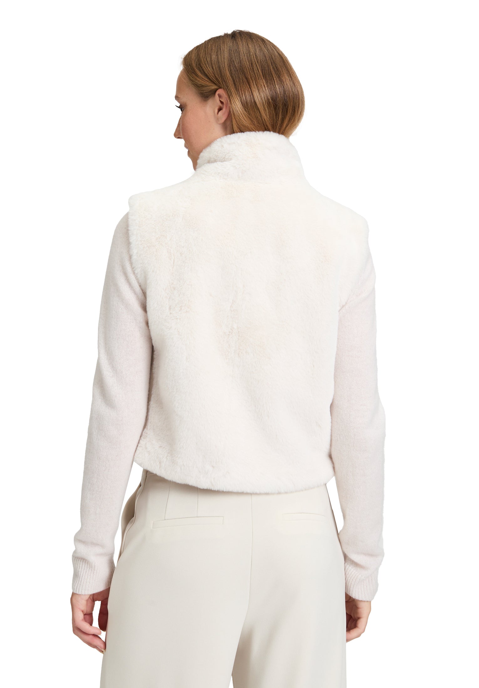 Pastel Sand Faux Fur Gilet - 7241