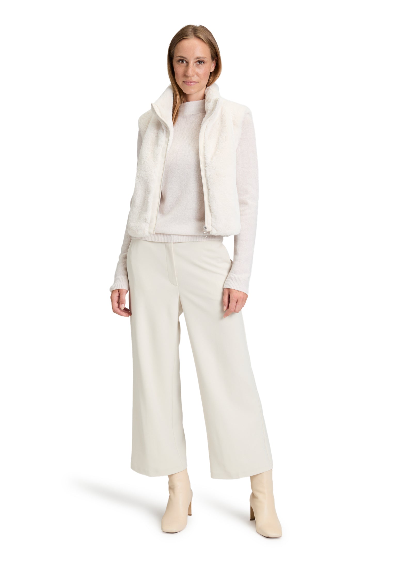 Pastel Sand Faux Fur Gilet - 7241