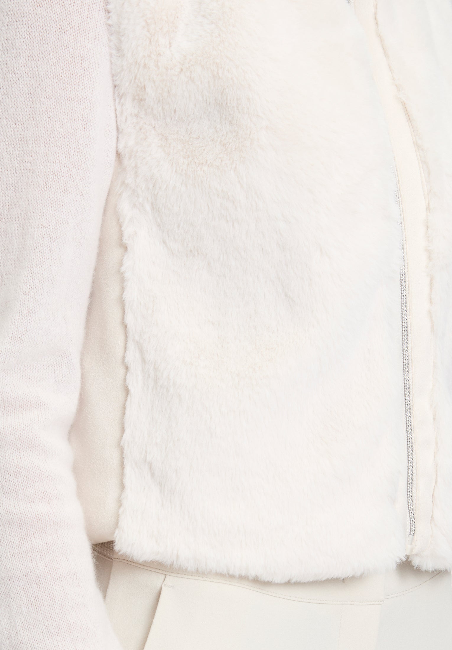 Pastel Sand Faux Fur Gilet - 7241