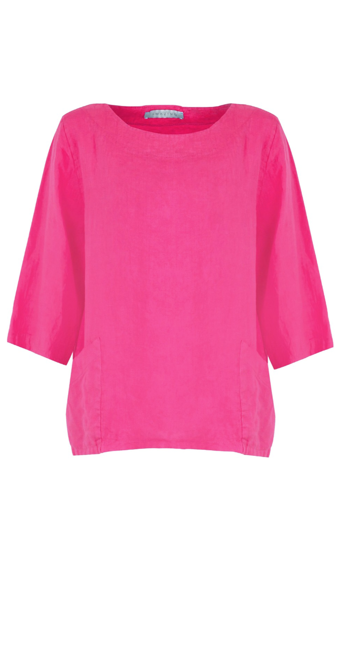 Edie Fuchsia Linen Top